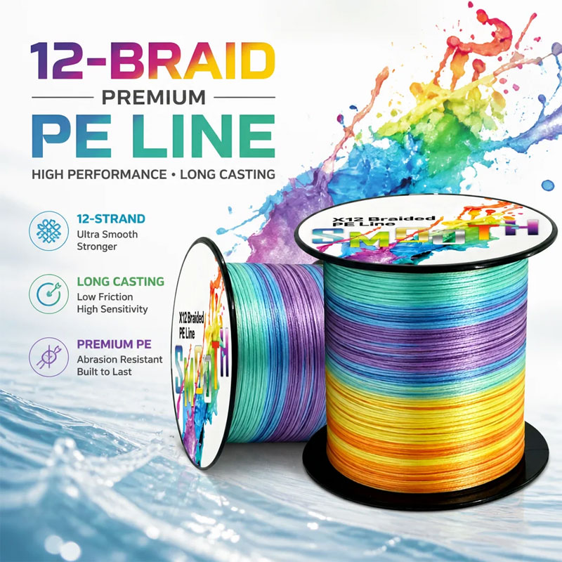 Freshwater Line - MATEER 1000/500/300M 12 Strands Braided Fishing